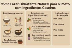 Como fazer Hidratante Natural para o Rosto com Ingredientes Caseiros: Receita, Benefícios e Tipos de Pele. Veja acessando nosso site