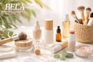 Maquiagem clean beauty. Tem dias em que a gente olha para a própria rotina de maquiagem e percebe que, sem querer